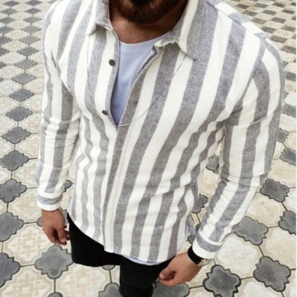 Warm Striped Button-Down Shirt